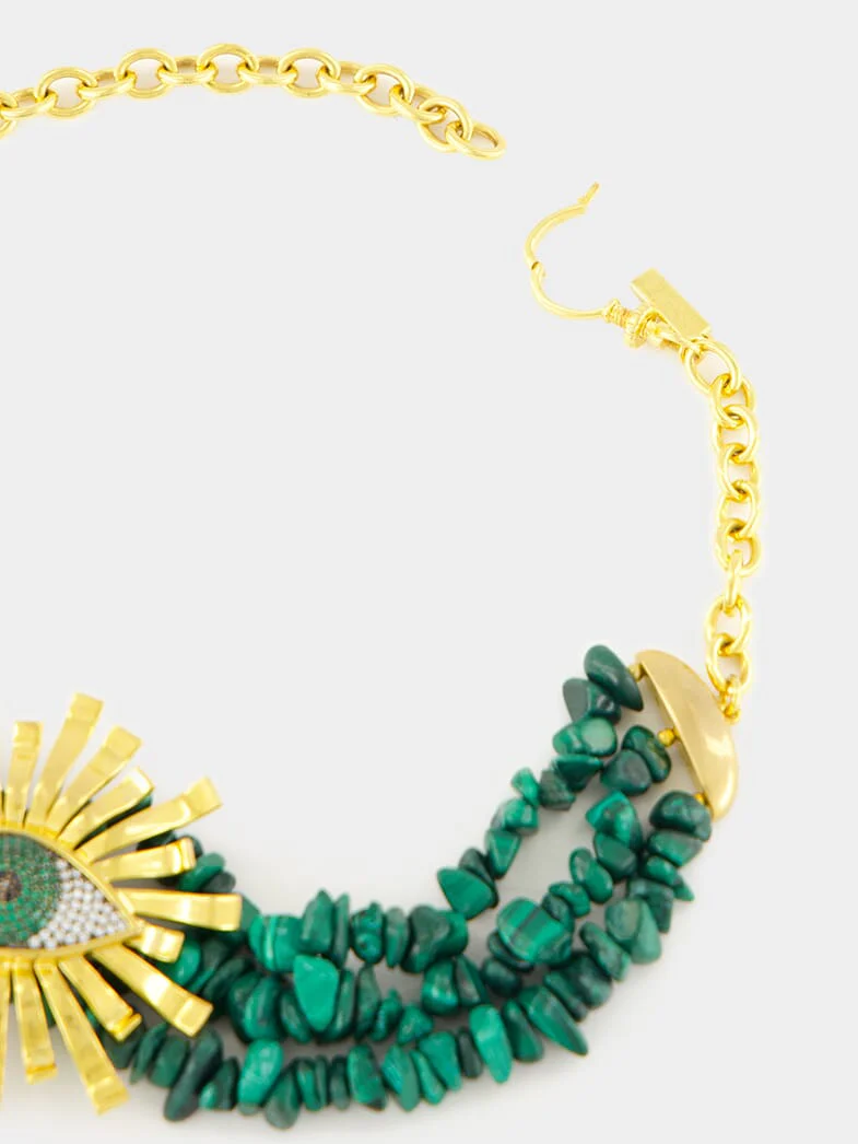 Gold-Plated Eye of the Sun Choker in Malachite Green - Image 3