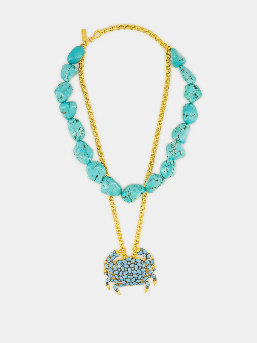 Gold-Plated Galene Necklace Turquoise Blue