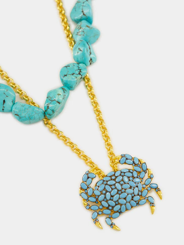 Gold-Plated Galene Necklace Turquoise Blue - Image 2
