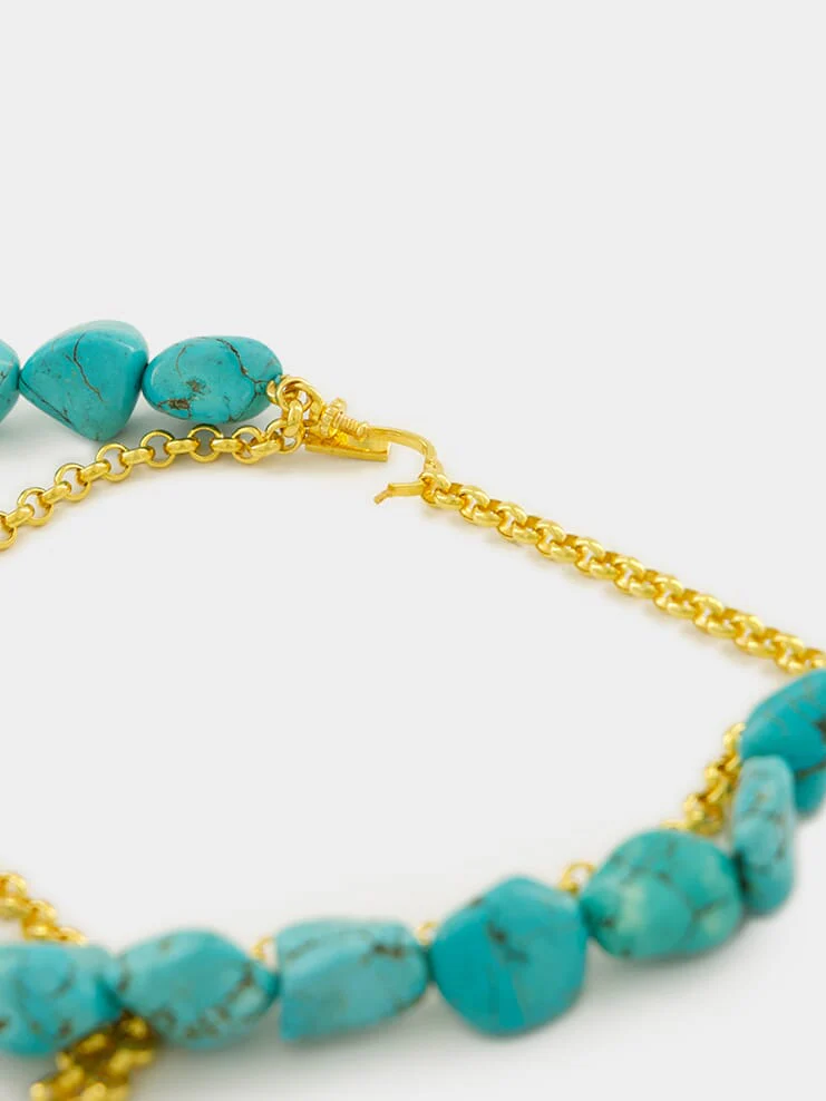 Gold-Plated Galene Necklace Turquoise Blue - Image 3