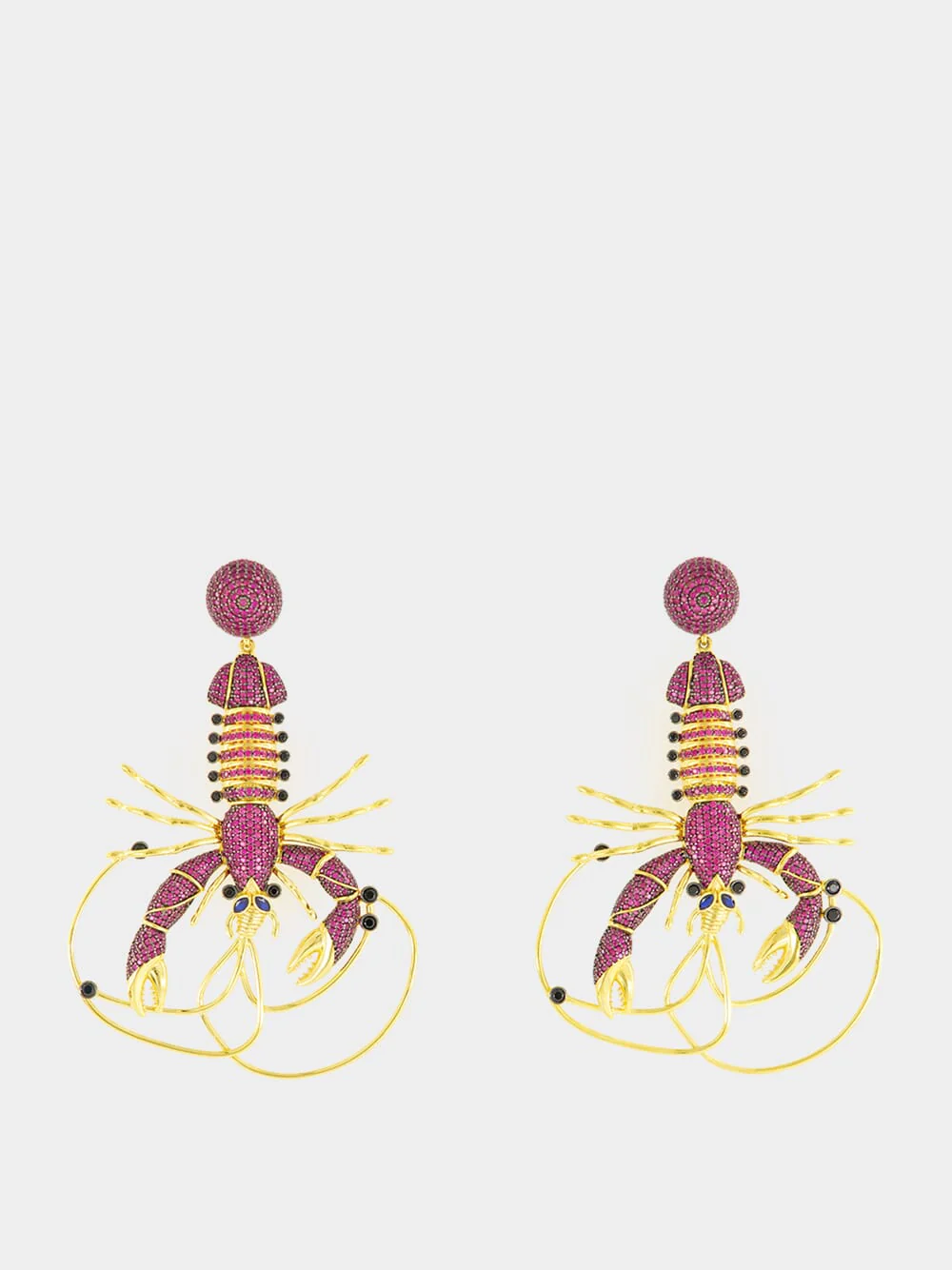 Gold-Plated Lobster St. Barts Earrings in Burgundy