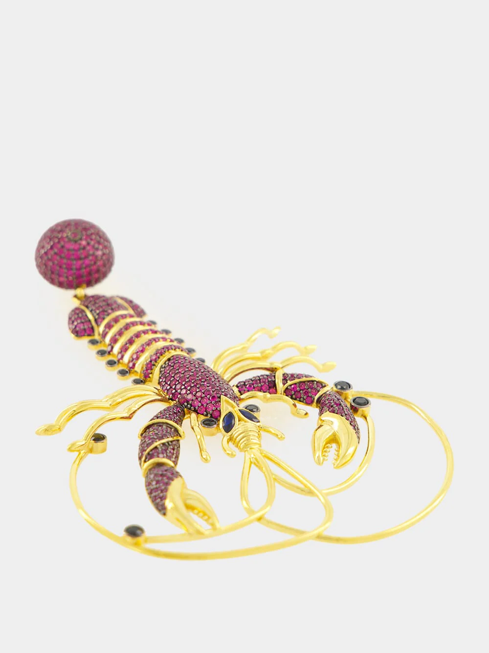 Gold-Plated Lobster St. Barts Earrings in Burgundy - Image 3