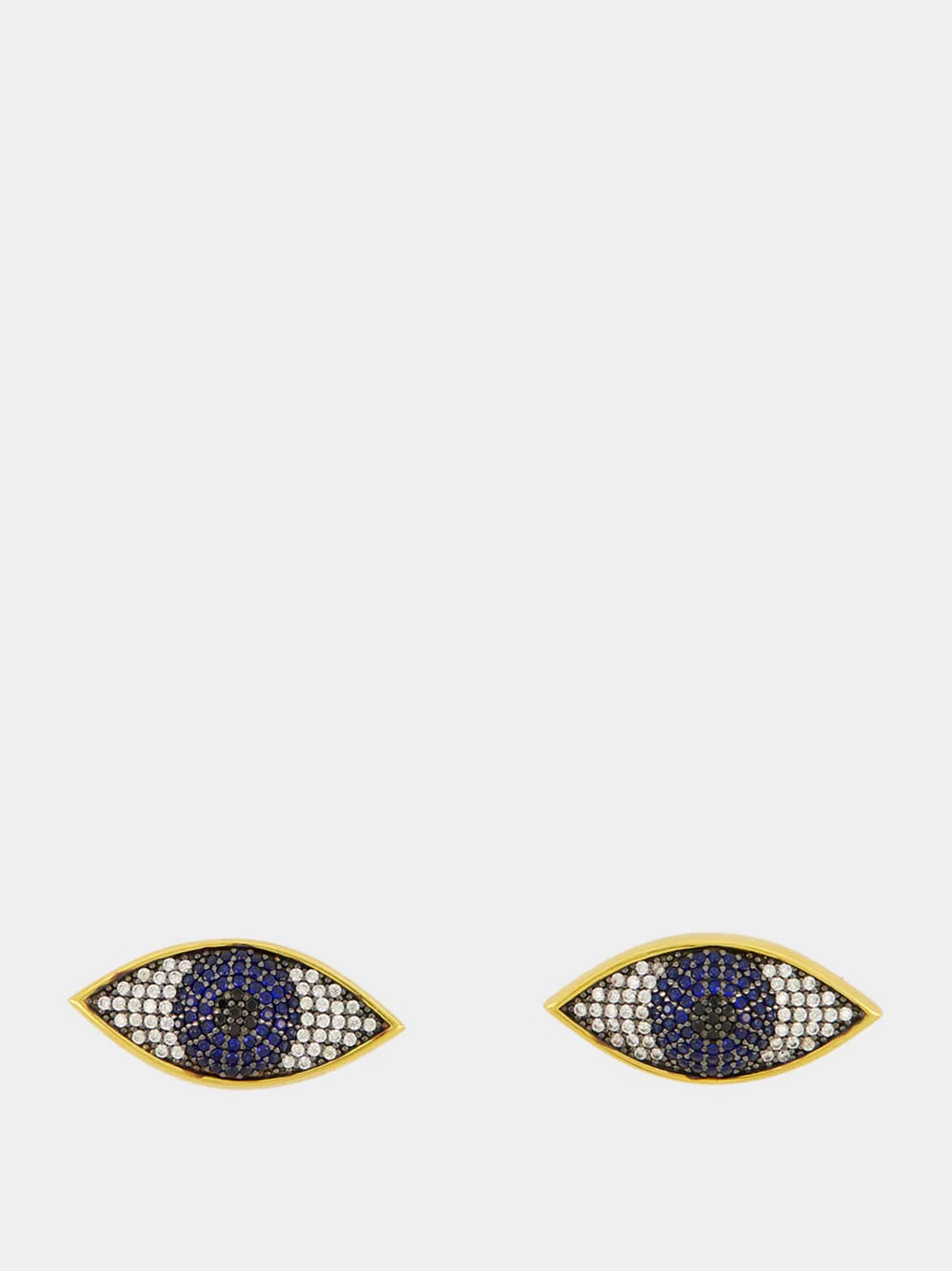 Gold-Plated Nazar Mini Earrings in Navy Blue