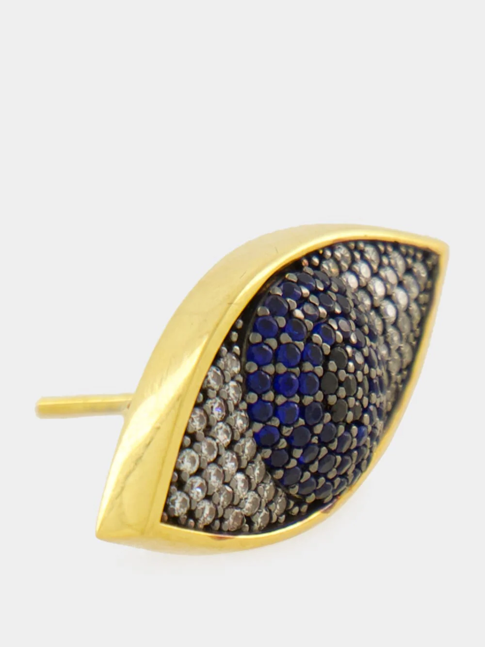 Gold-Plated Nazar Mini Earrings in Navy Blue - Image 4