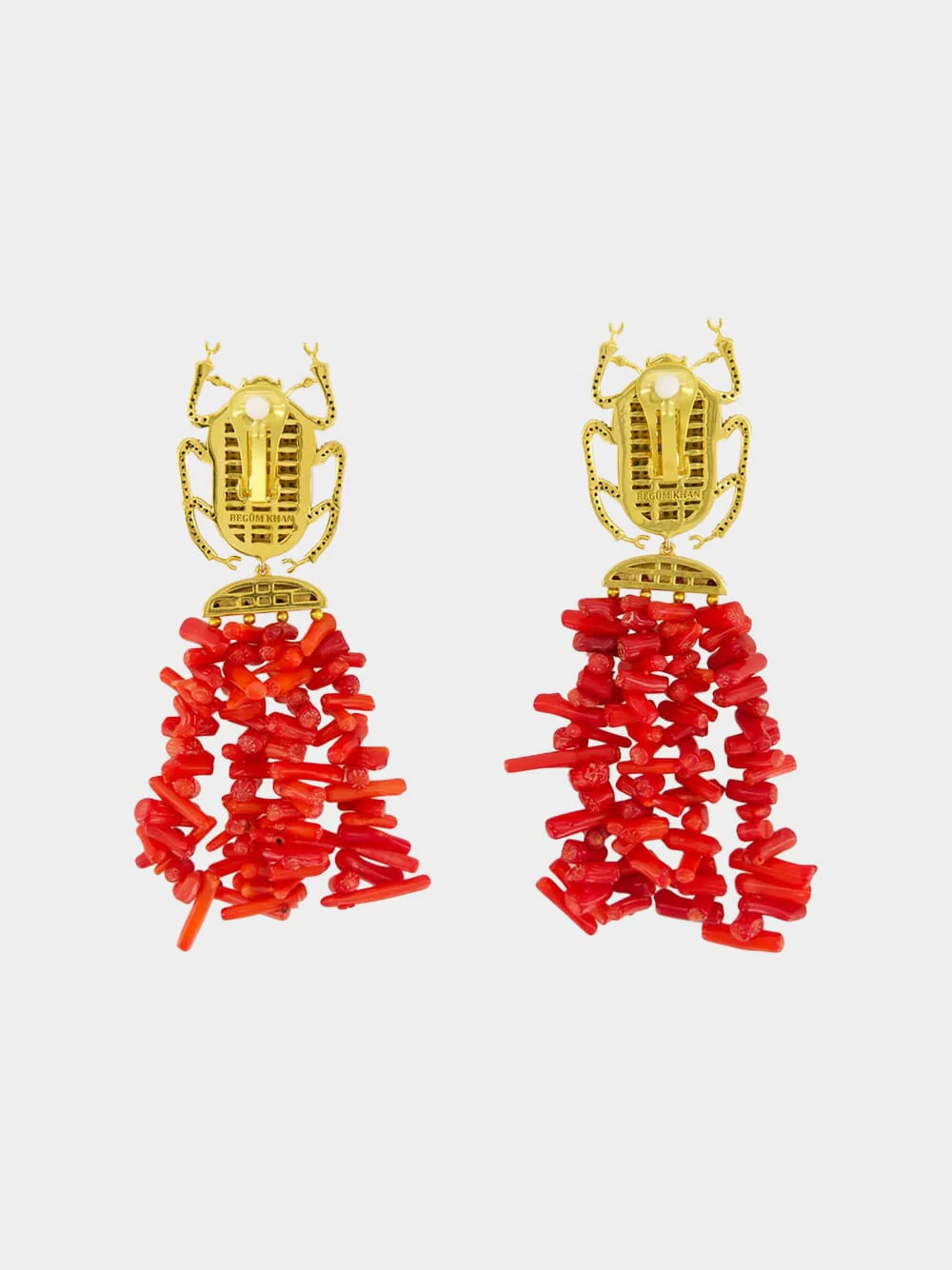 Gold-Plated Pharaoh Earrings in Corsica Coral and Turquoise - Image 2