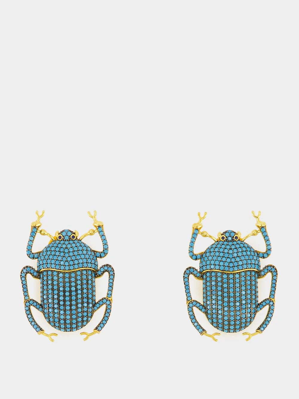 Gold-Plated Pharaoh Earrings in Turquoise Blue