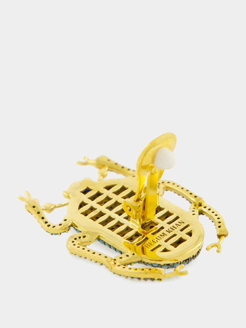 Gold-Plated Pharaoh Earrings in Turquoise Blue - Image 3