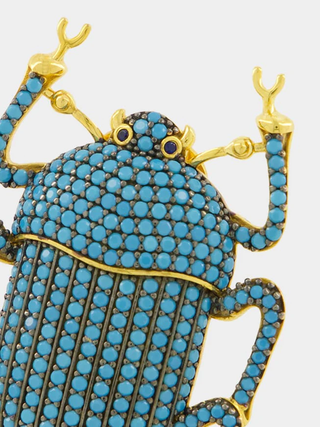 Gold-Plated Pharaoh Earrings in Turquoise Blue - Image 4