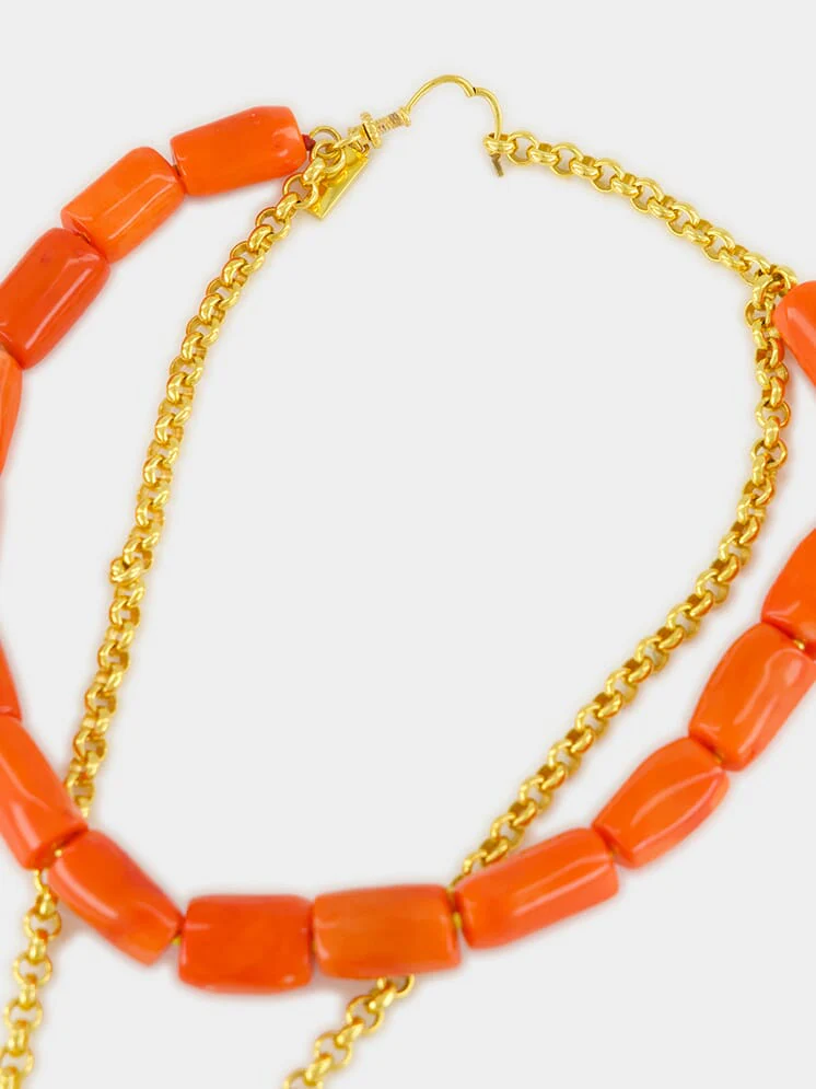 Gold-Plated Scarab Coral Necklace - Image 3