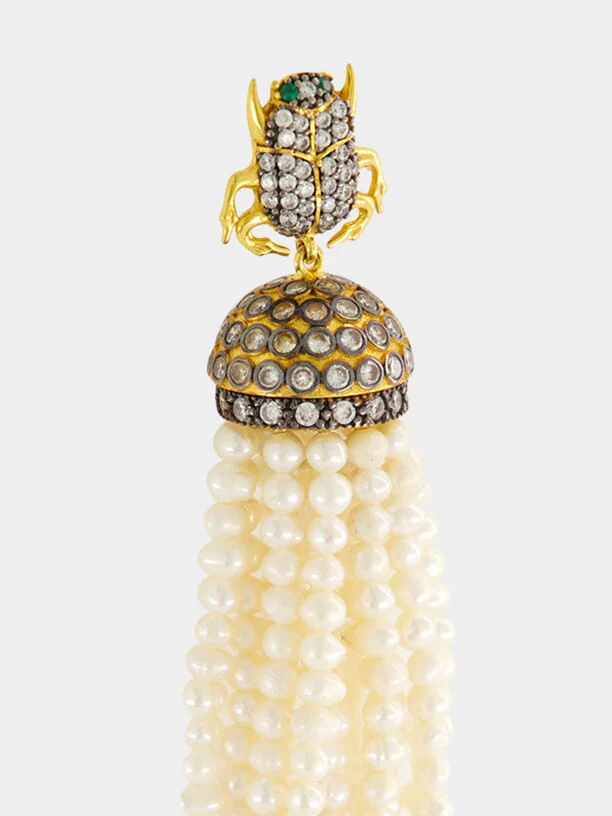 Gold-Plated Scarab Jaipur Earrings - Image 3