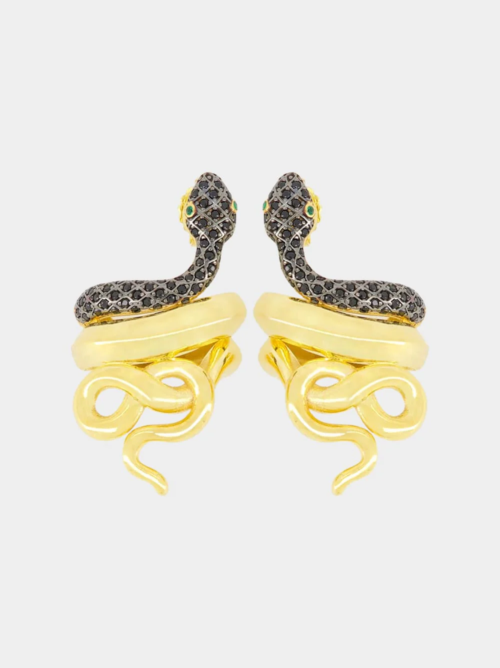 Gold-Plated Serpentino Earrings in Black