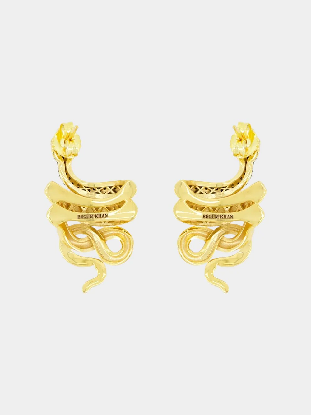 Gold-Plated Serpentino Earrings in Black - Image 2
