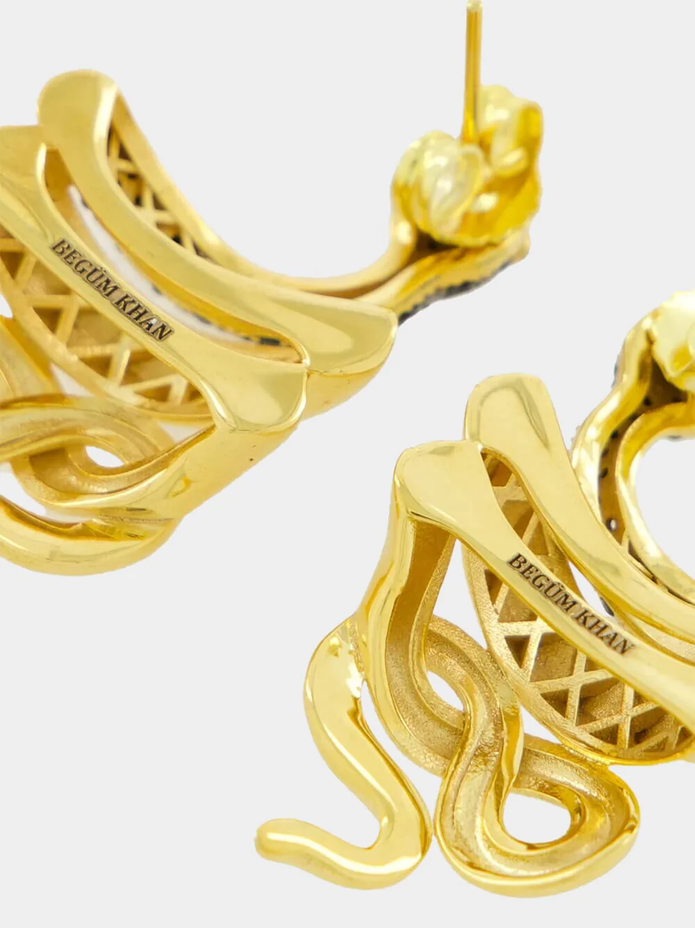 Gold-Plated Serpentino Earrings in Black - Image 3