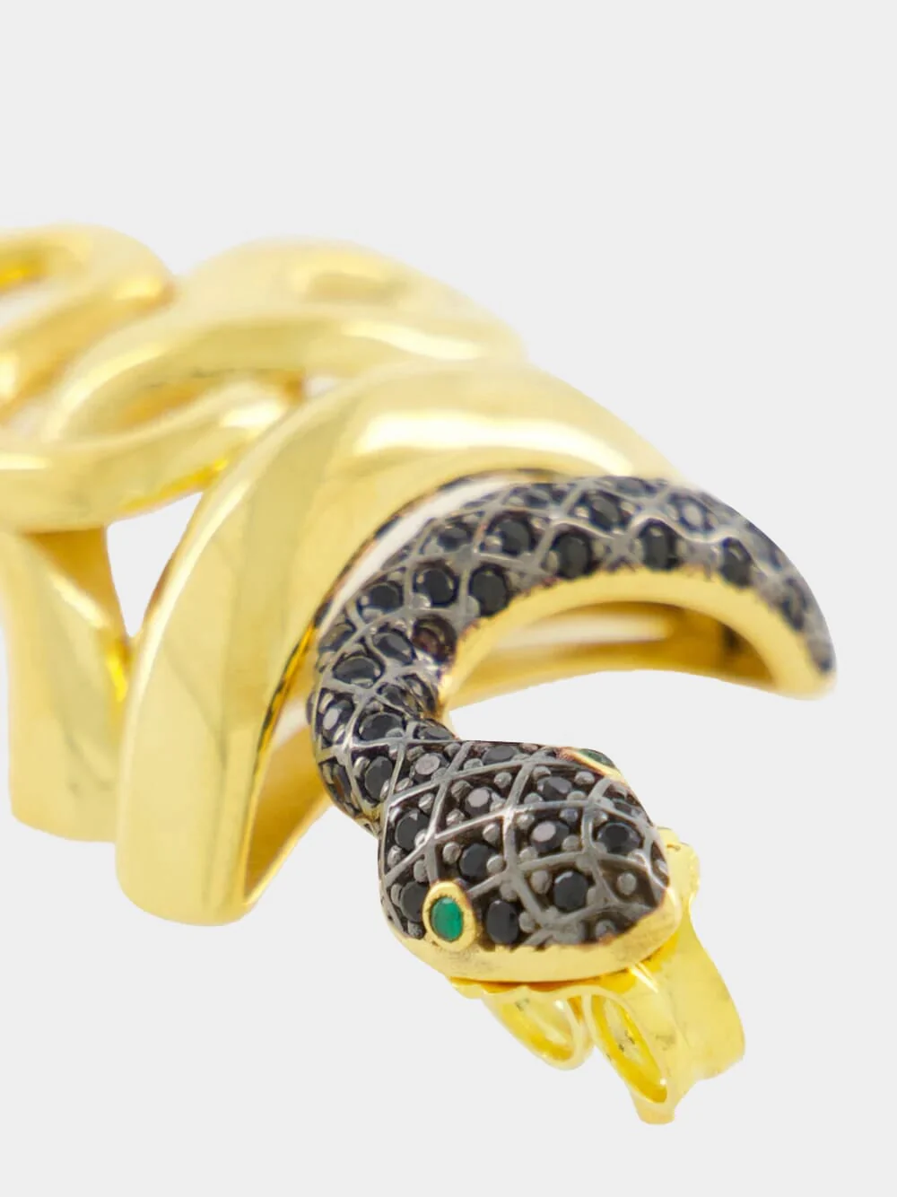 Gold-Plated Serpentino Earrings in Black - Image 4