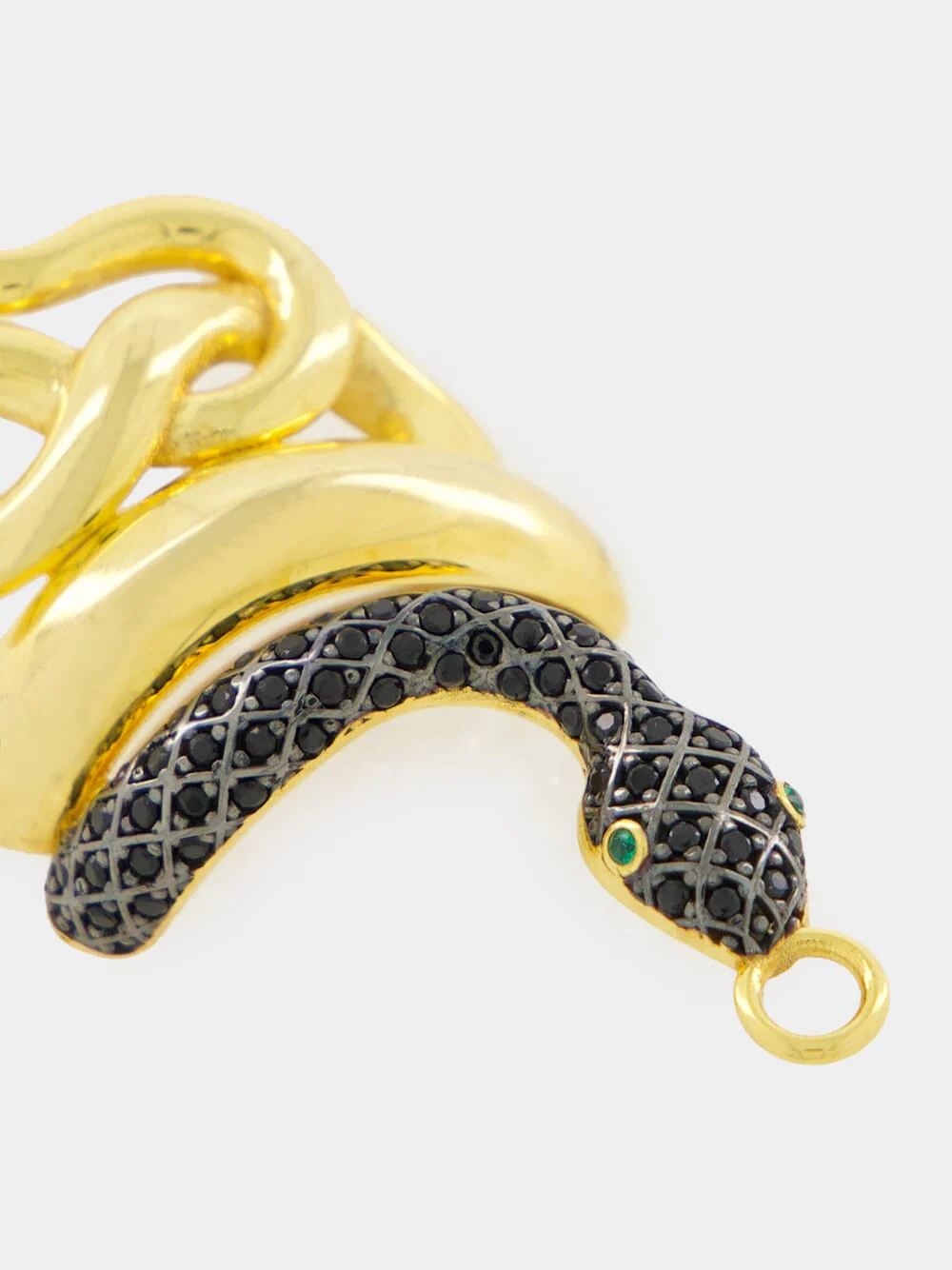 Gold-Plated Serpentino Hoop Earrings in Black - Image 5