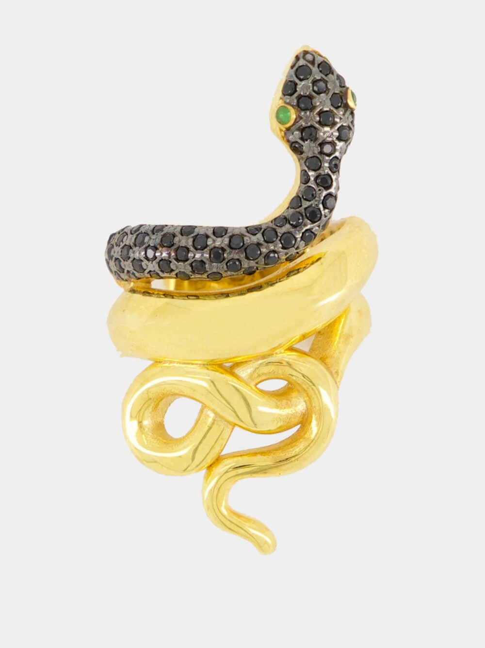 Gold-Plated Serpentino Left Ear Cuff In Black