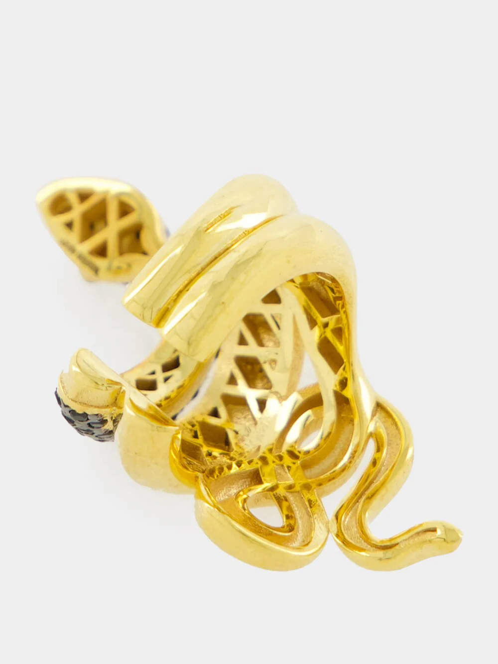 Gold-Plated Serpentino Left Ear Cuff In Black - Image 3