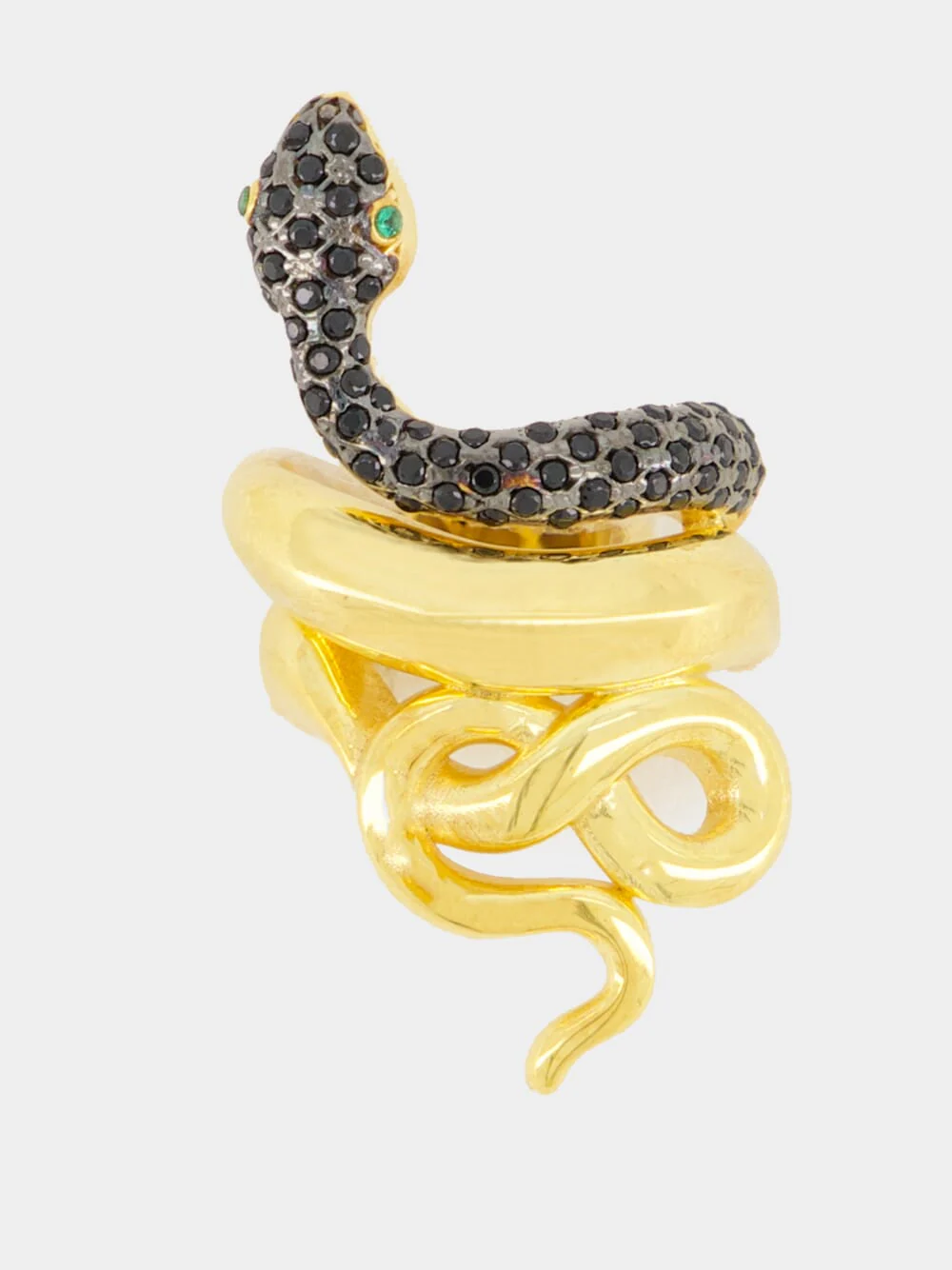Gold-Plated Serpentino Right Ear Cuff In Black