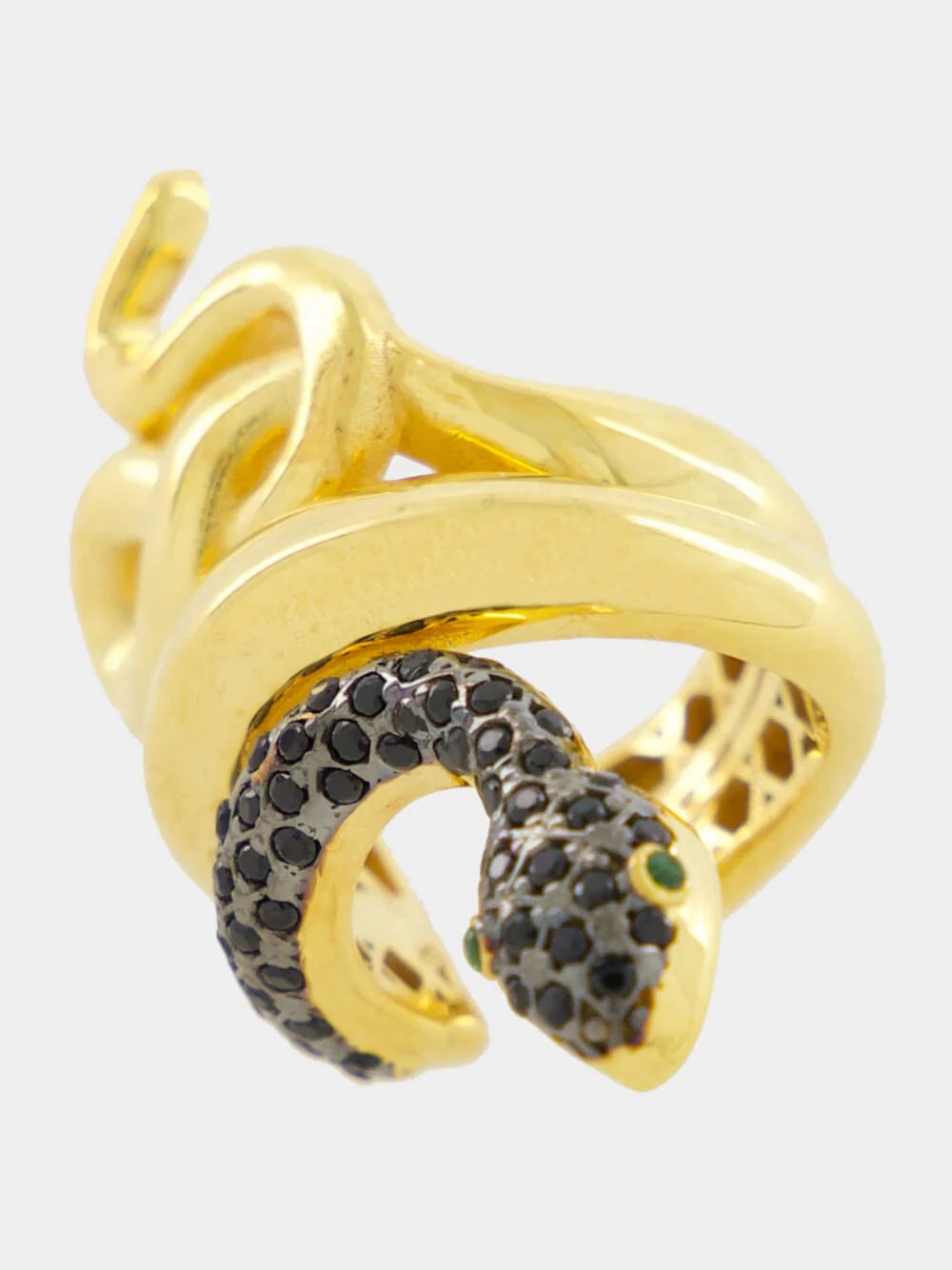 Gold-Plated Serpentino Right Ear Cuff In Black - Image 3