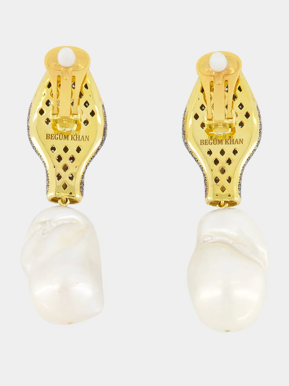 Gold-Plated Shahmaran Earrings with Pearls - Image 3