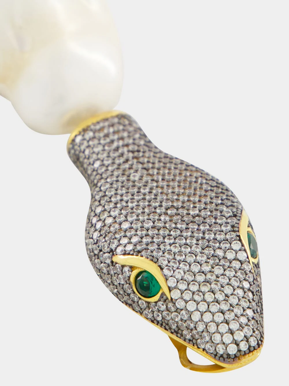 Gold-Plated Shahmaran Earrings with Pearls - Image 5