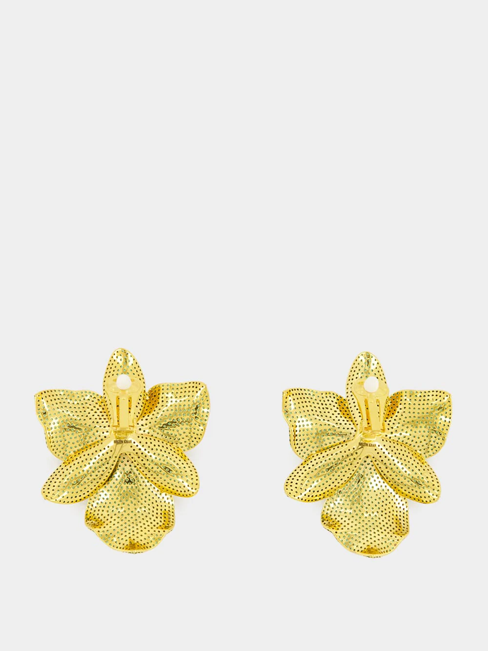 Gold-Plated Singapore Orchids Earrings in Green - Image 3