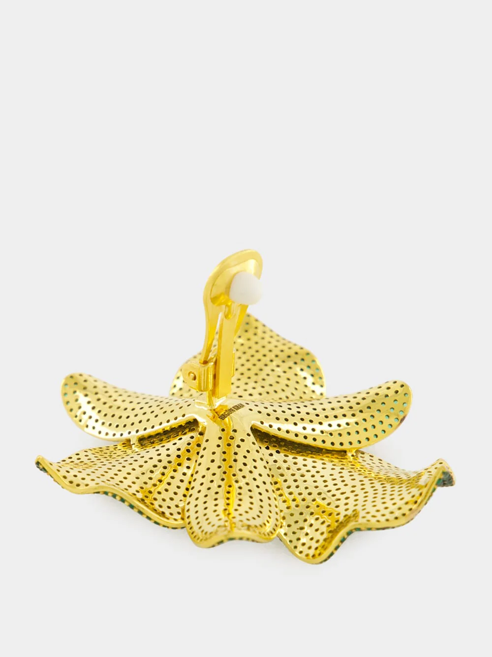 Gold-Plated Singapore Orchids Earrings in Green - Image 4