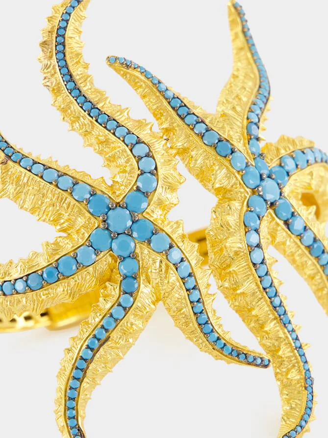 Gold-Plated Sirena Bracelet in Turquoise Blue - Image 3