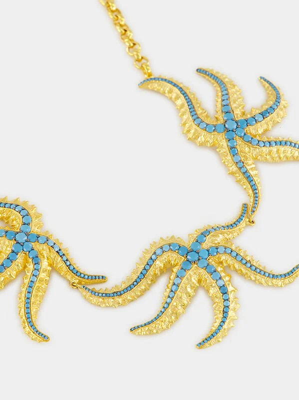 Gold-Plated Sirena Choker in Turquoise Blue - Image 2