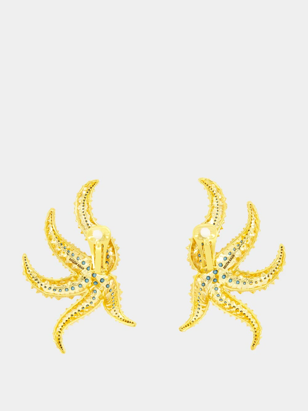 Gold-Plated Sirena Earrings in Turquoise Blue - Image 3