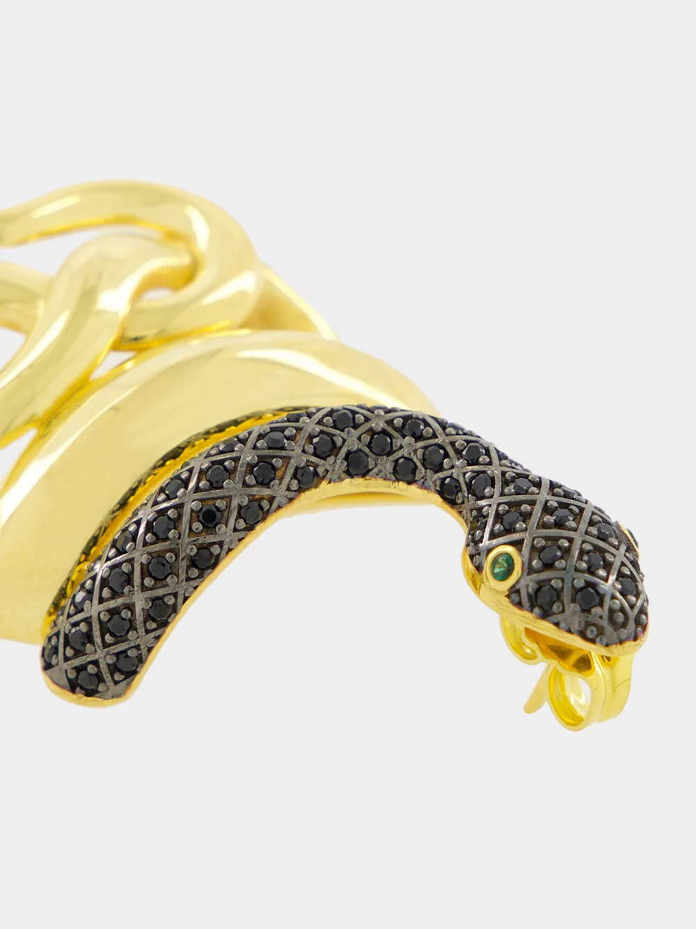 Gold-Plated Snake Earrings in Black - Image 4