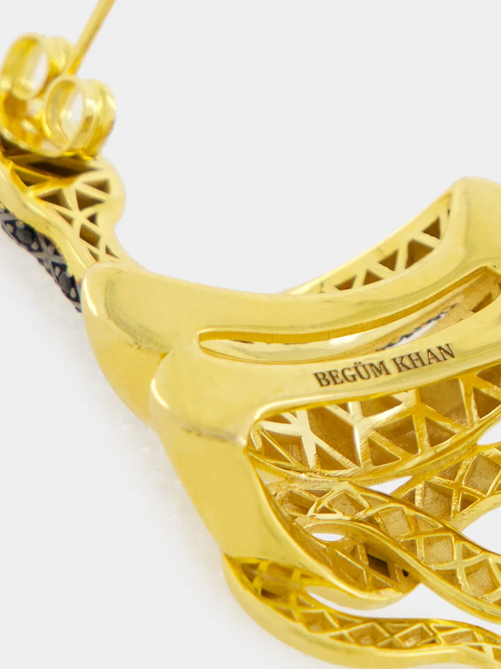 Gold-Plated Snake Earrings in Black - Image 5