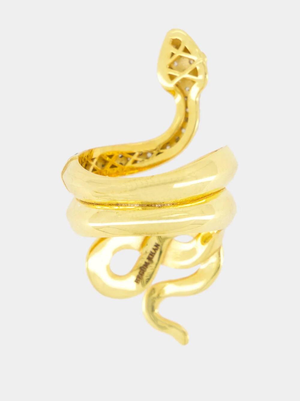Gold-Plated Snake Ring with Crystals - Image 2