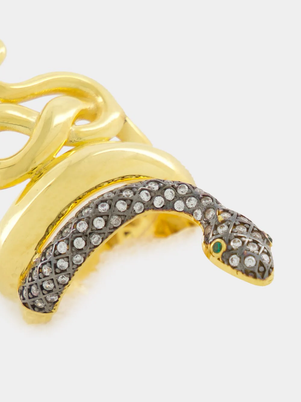 Gold-Plated Snake Ring with Crystals - Image 3