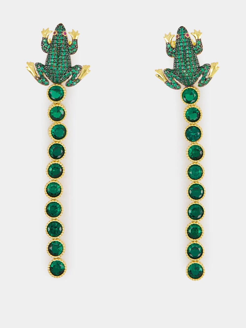 Green Frog Tennis Earrings - Image 2