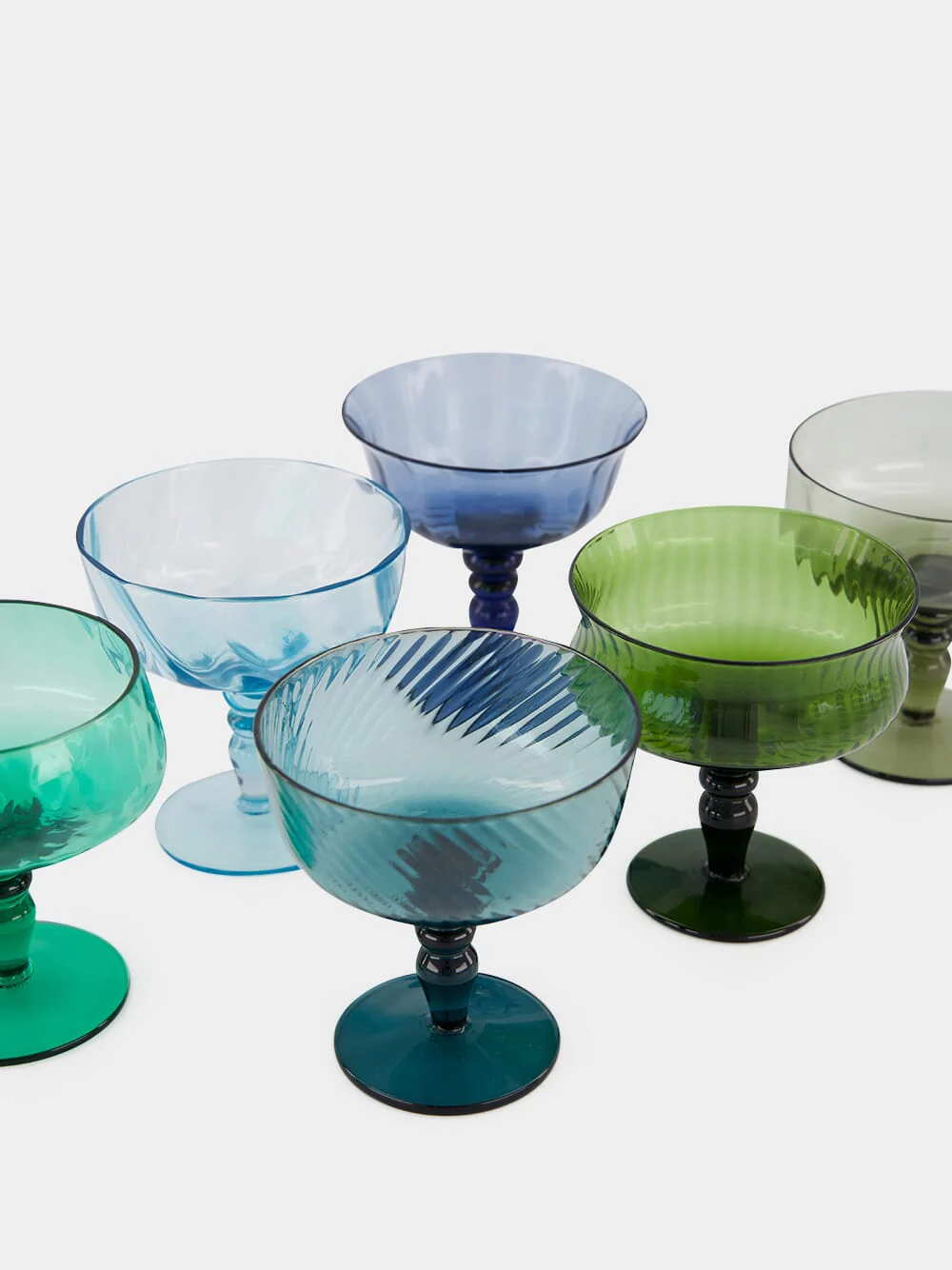 Blue and Green Champagne Bowls Set of 6 - Image 2