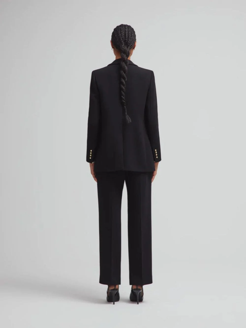 Black Double-Breasted Wool Blazer - Image 4