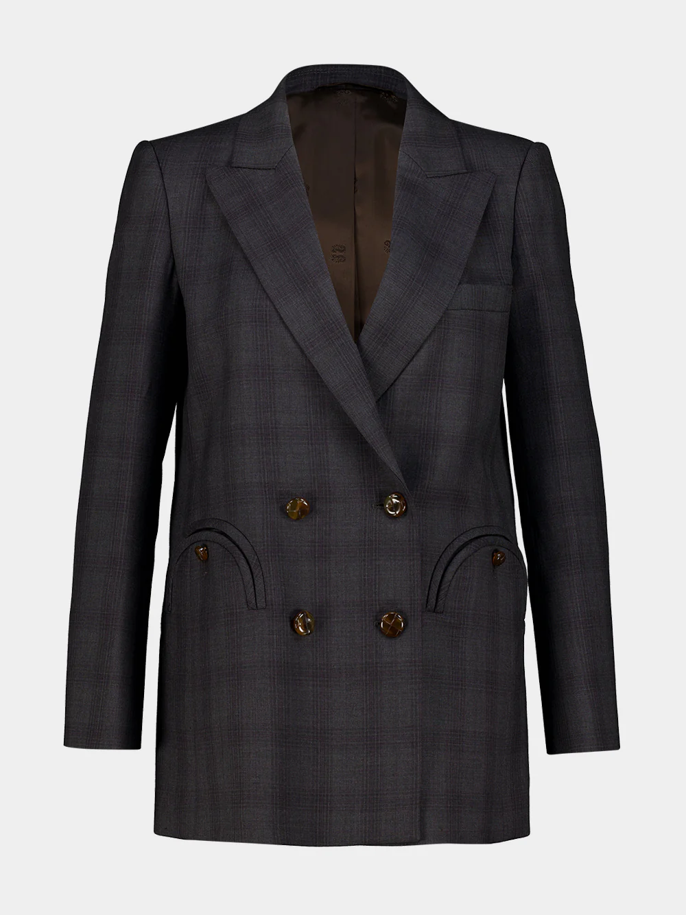 Bravado Grey Checked Virgin Wool Blazer