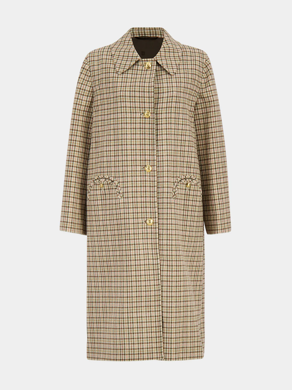 Agape Grey Check Woolly Coat - Image 2