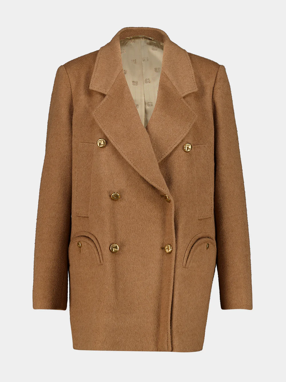 Camel Double-Breasted Camel Hair Coat