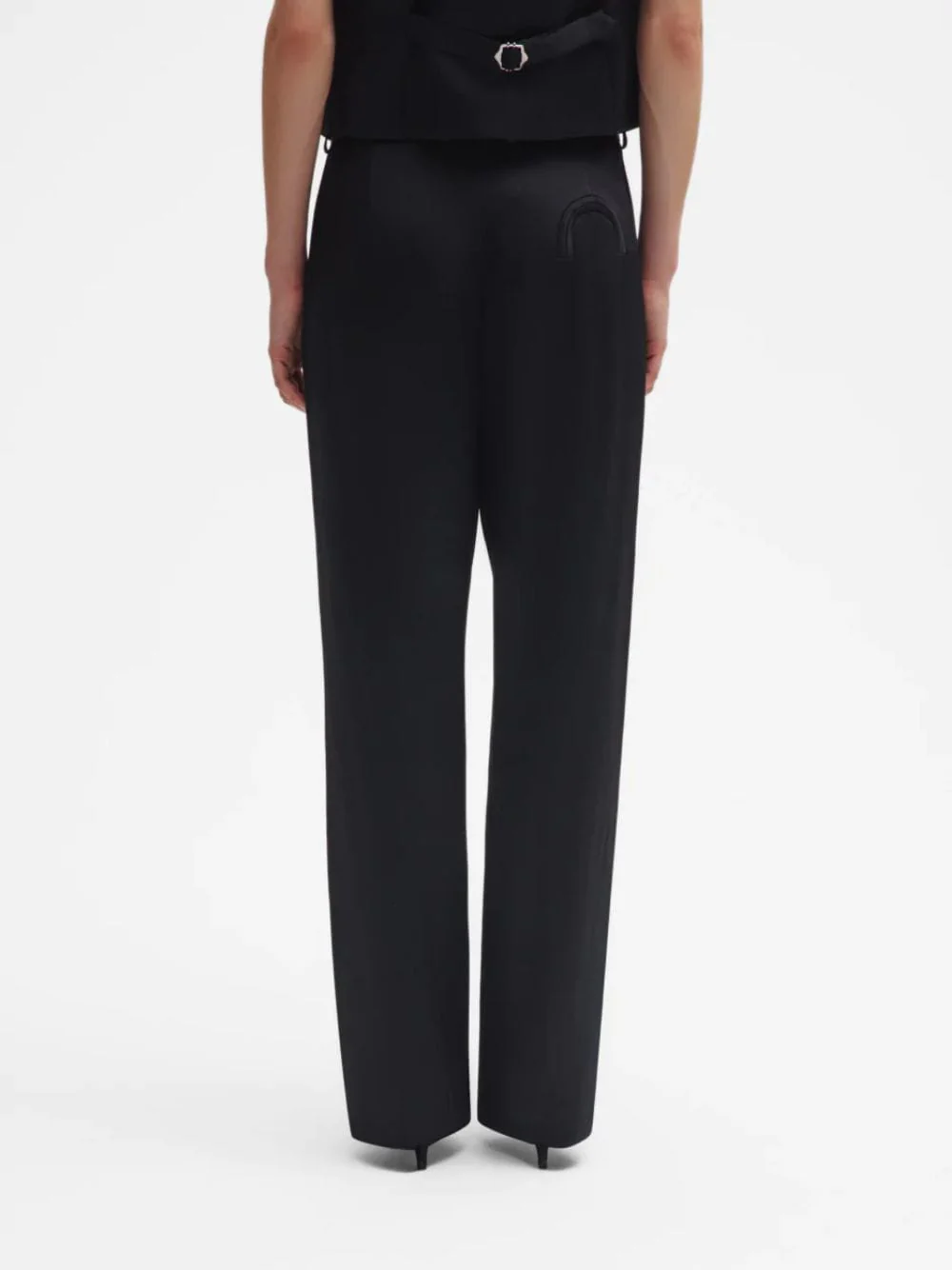 Novalis Dark Navy Satin Straight-Leg Trousers - Image 4