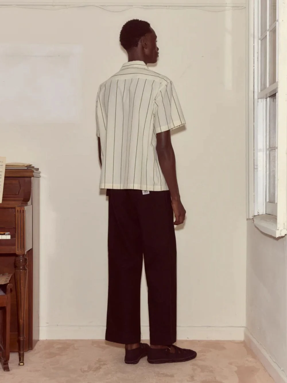 Celery Stripe Short-Sleeve Cotton Shirt - Image 4