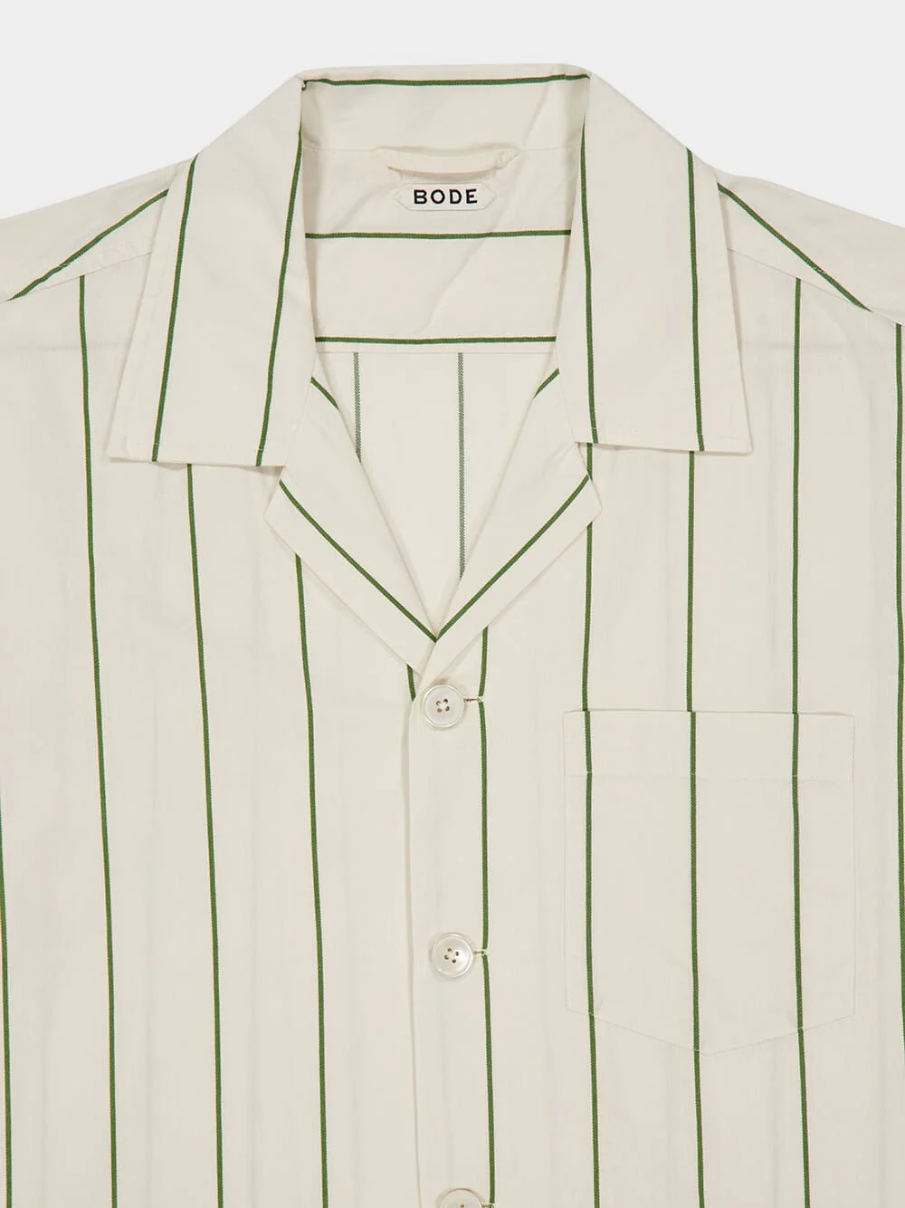 Celery Stripe Short-Sleeve Cotton Shirt - Image 5
