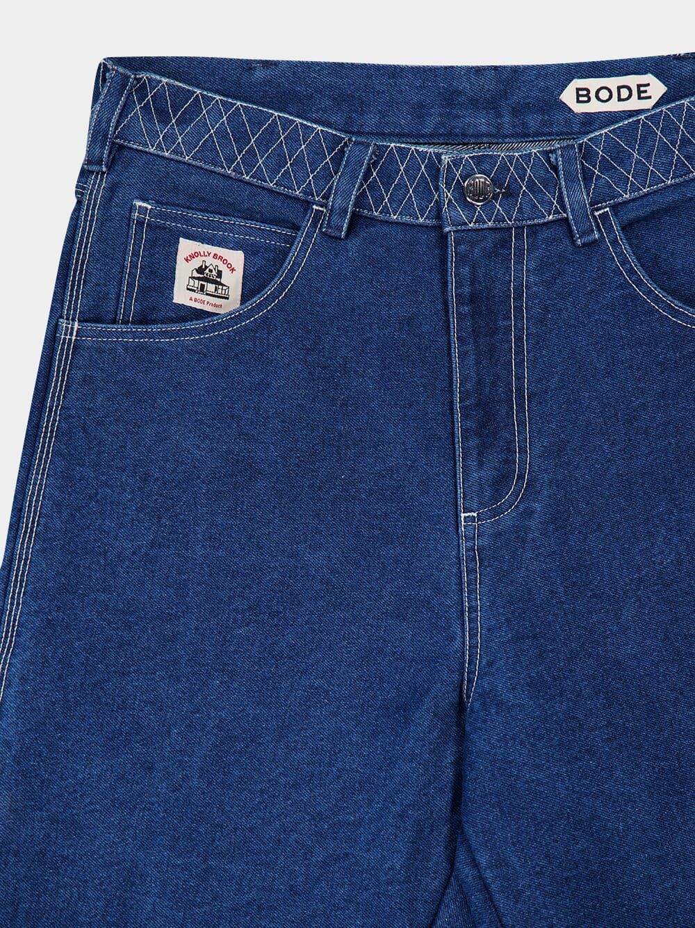 Knolly Brook Embroided Blue Indigo Denim Trousers - Image 5