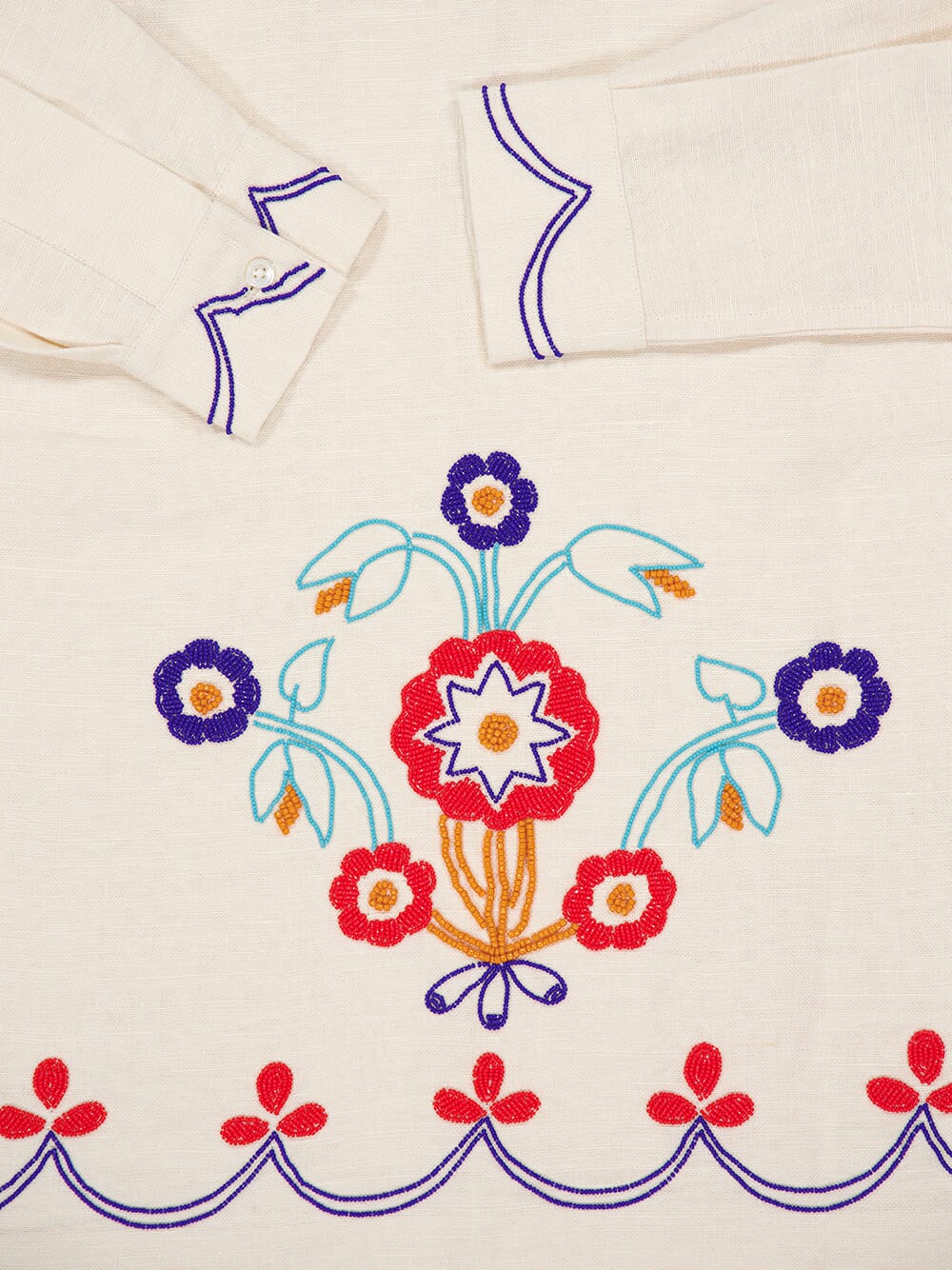 Ecru Beaded Garden Party Shirt - Image 6