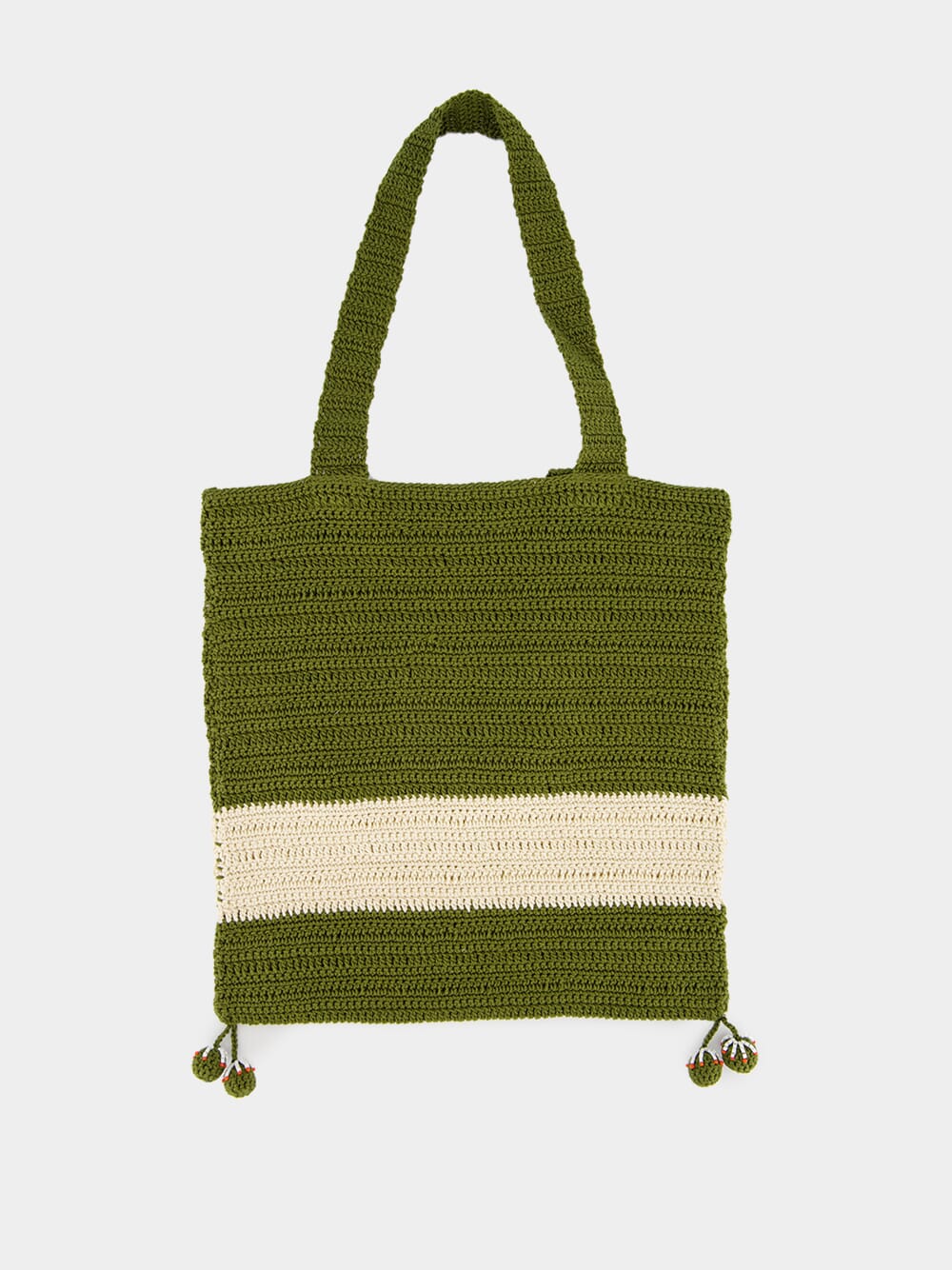 Green and Cream Marsh Crochet Tote Bag - Image 3