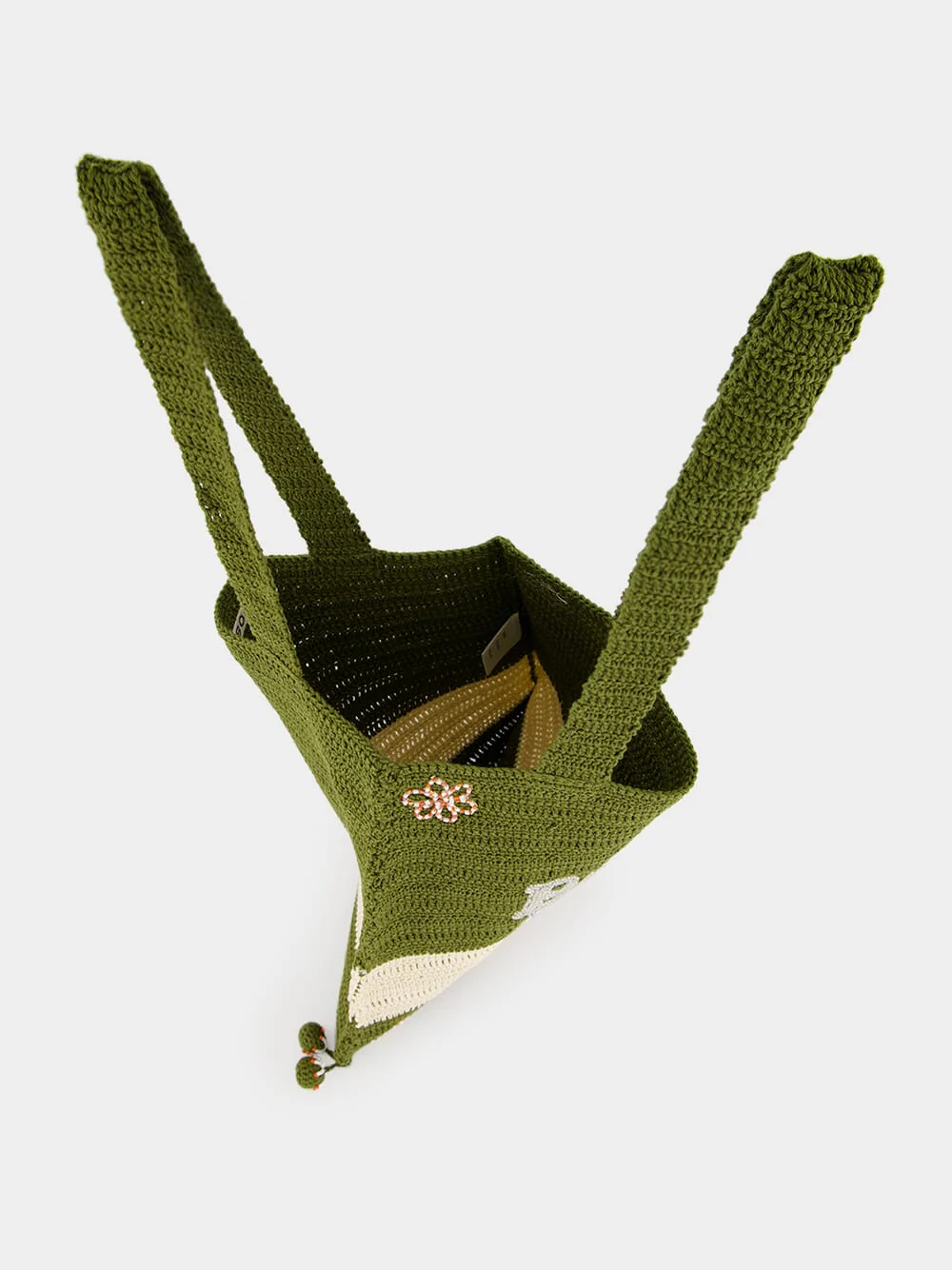 Green and Cream Marsh Crochet Tote Bag - Image 6