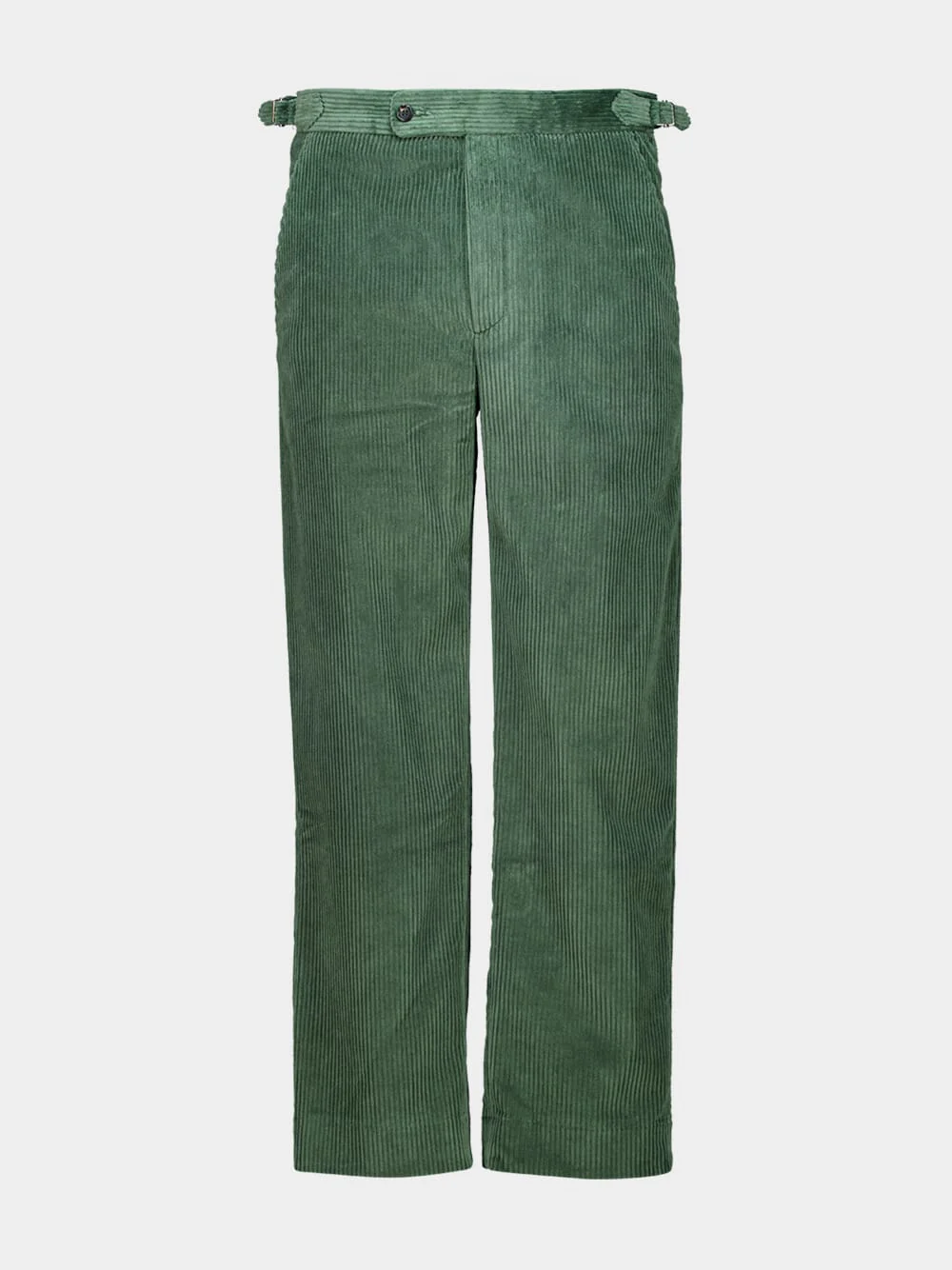 Green Corduroy Side-Buckle Trousers