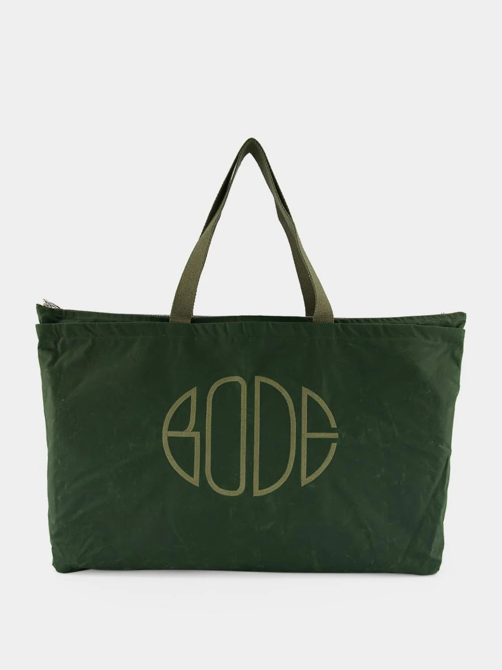 Green Waxed Cotton Zip Tote - Image 2