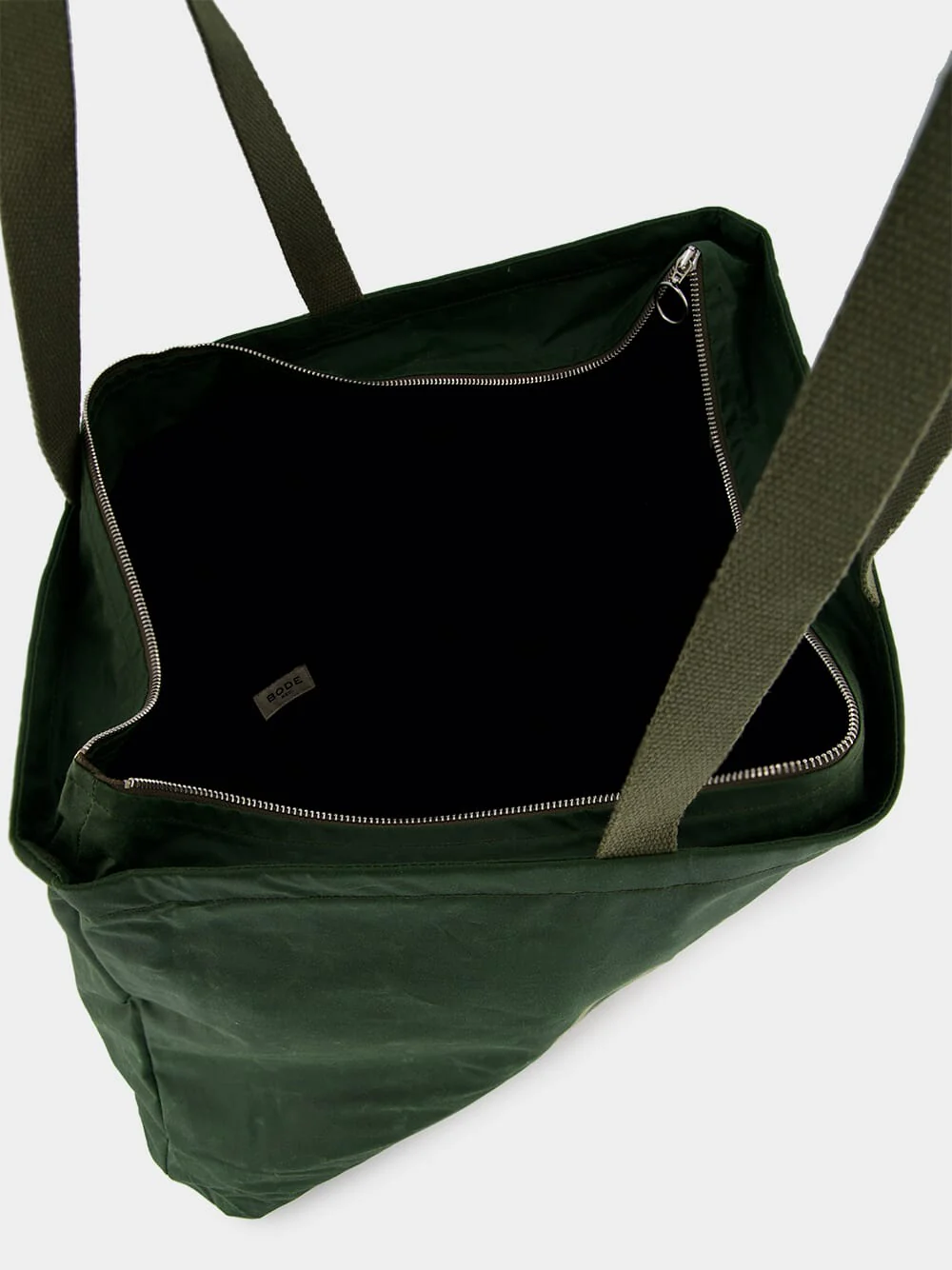 Green Waxed Cotton Zip Tote - Image 6